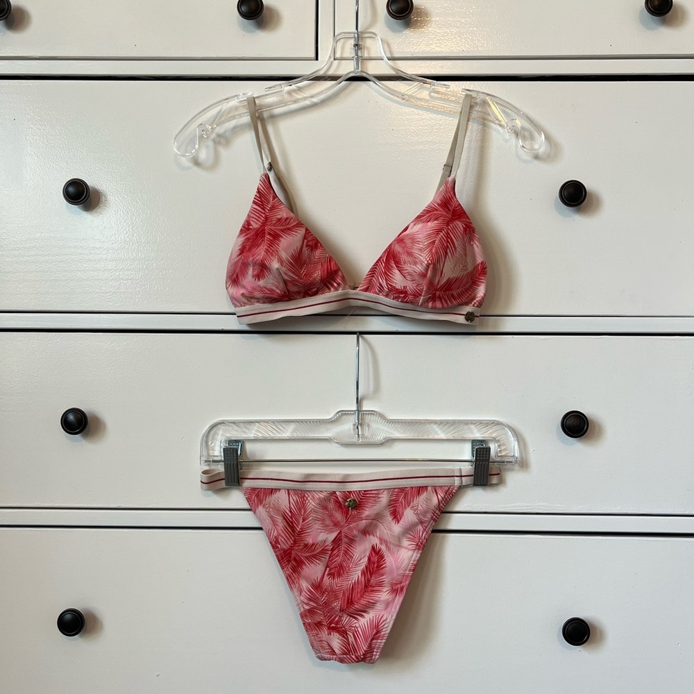 Red Floral Bikini Set